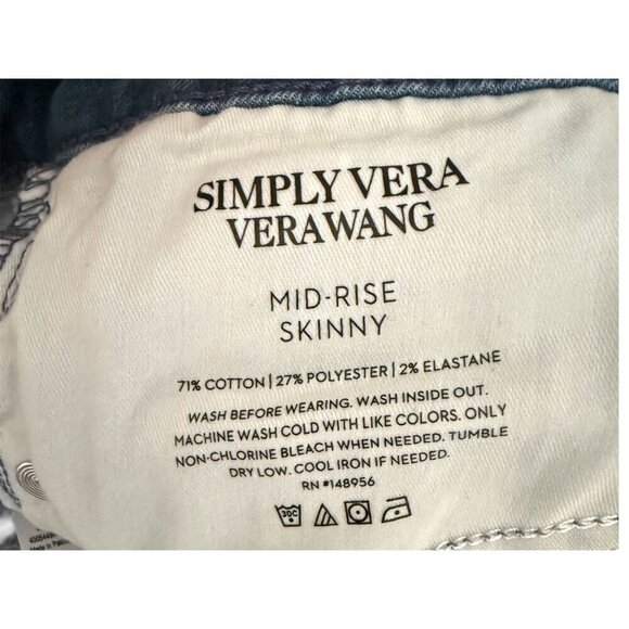 Simply Vera Wang Womens Mid Rise Power Stretch Skinny Jeans Sz 16 New - Picture 4 of 7